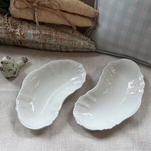Elegant White Ironstone Bone Dishes - Pair